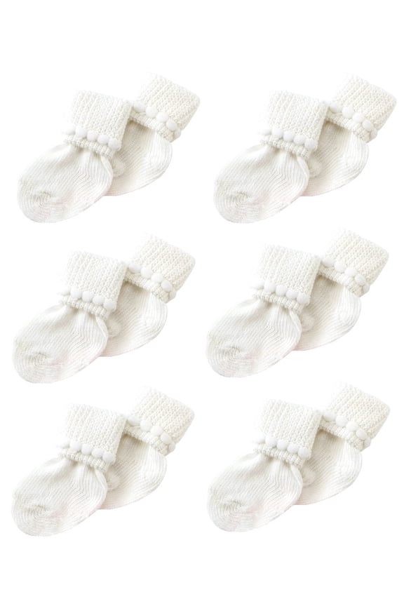 White Cotton Socks (3-6 Months) By Nurses Choice - Includes 6 Pairs of Unisex Cotton Socks