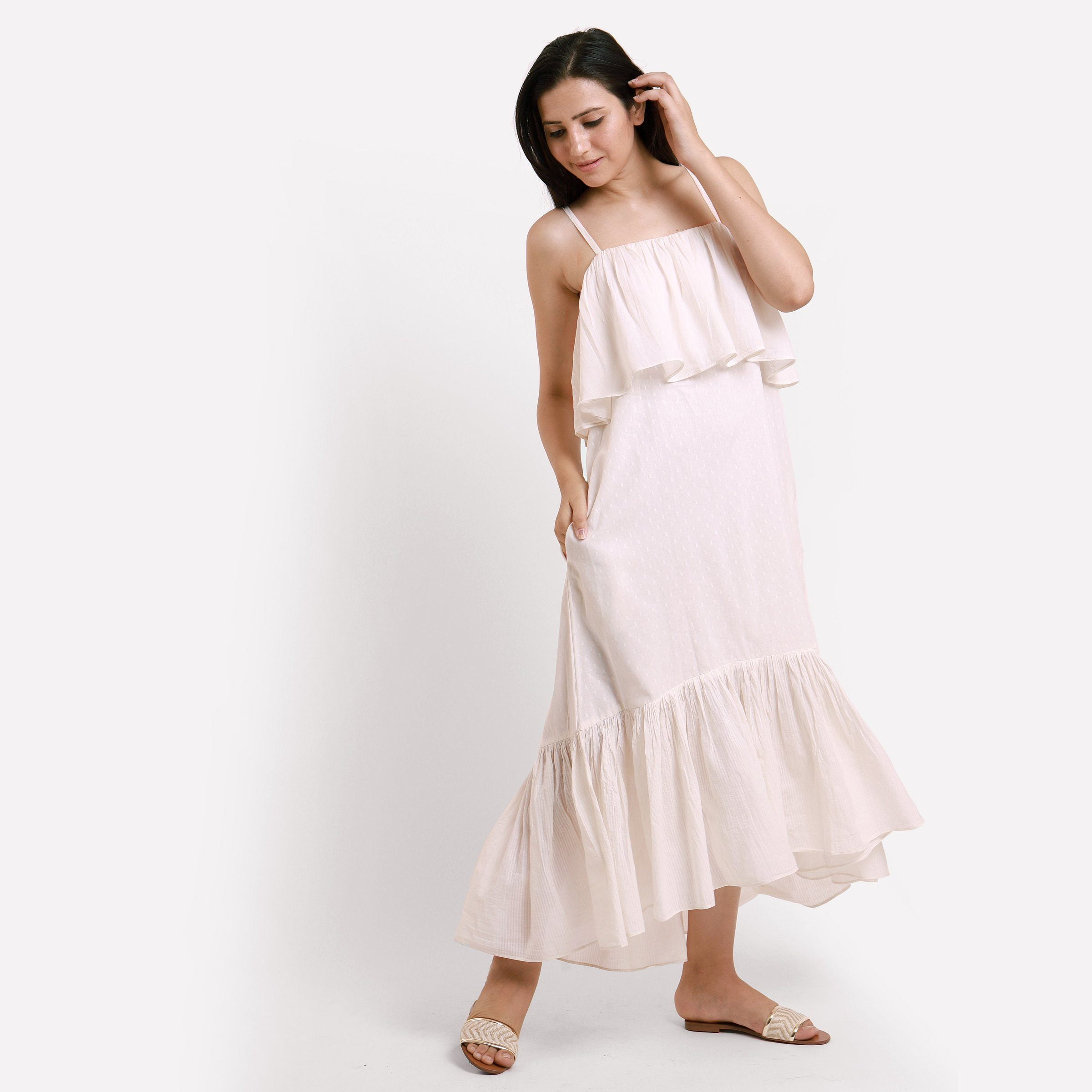 White Camisole Dress Floor-Length Cami Dress In Ivory Designer Dresses  Victoria