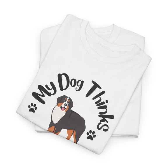 White Cotton T Shirt for Her,Dog Lovers T Shirt, Handmade gift for Dad