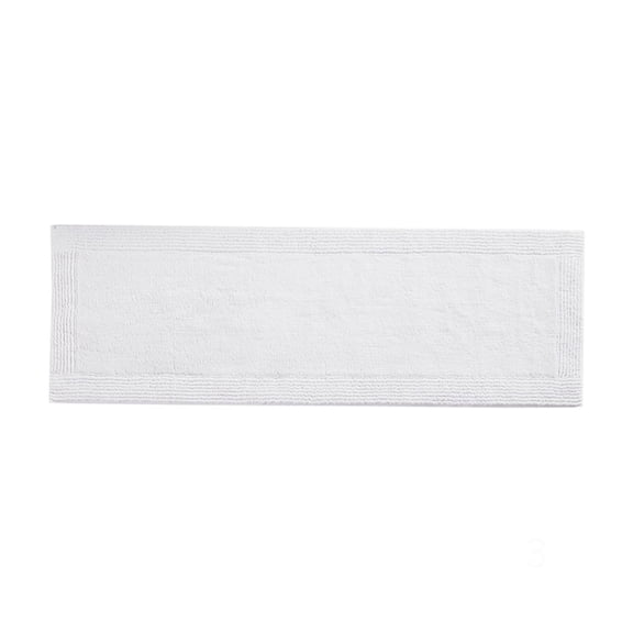 White Cotton Tufted 3000 GSM Reversible 24x72 Inch Runner Bath Mat for Bathroom Floors