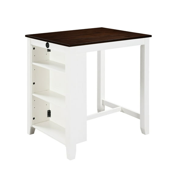 White Counter Height Table With Ports And Shelf Storage, 36 Charging Table, 36" White, Storage Space