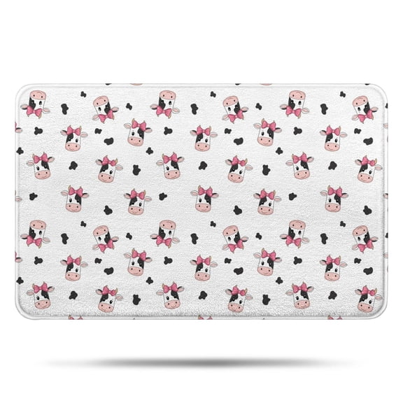 White Cow Black Spot Bow Pattern Bathroom Rugs Mat,Non Slip Microfiber Bathroom Rug,Rubber Backing,Soft Bathroom Mats for Bathroom Floor,Tub and Shower,17x27in(43x68cm)