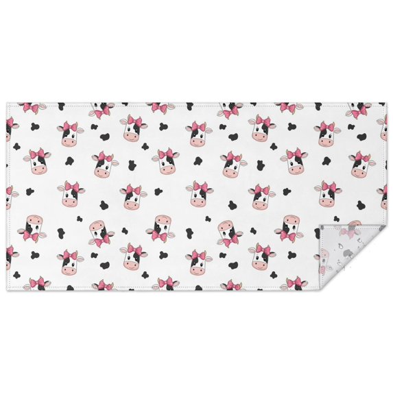 White Cow Black Spot Bow Pattern Rectangle Tablecloth 60"x120",Waterproof Polyester Rectangle Table Cloth, Wipeable Spillproof Polyester Tablecloth for Dining, Camping, Indoor and Outdoor