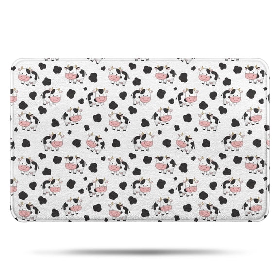 White Cow Black Spot Couple Pattern Bathroom Rugs Mat,Non Slip Microfiber Bathroom Rug,Rubber Backing,Soft Bathroom Mats for Bathroom Floor,Tub and Shower,17x27in(43x68cm)