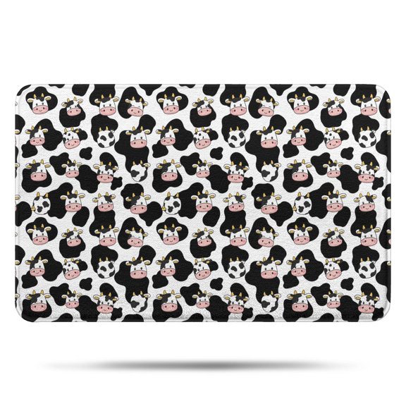 White Cow Black Spot Face Pattern Bathroom Rugs Mat,Non Slip Microfiber Bathroom Rug,Rubber Backing,Soft Bathroom Mats for Bathroom Floor,Tub and Shower,17x27in(43x68cm)