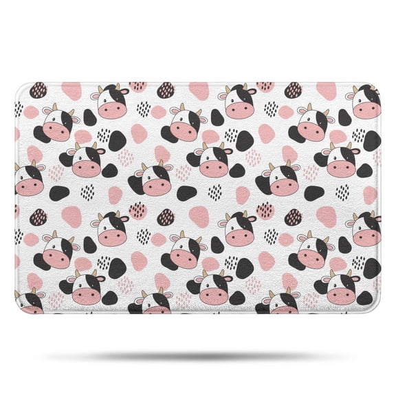 White Cow Black Spot Geometric Pattern Bathroom Rugs Mat,Non Slip Microfiber Bathroom Rug,Rubber Backing,Soft Bathroom Mats for Bathroom Floor,Tub and Shower,17x27in(43x68cm)