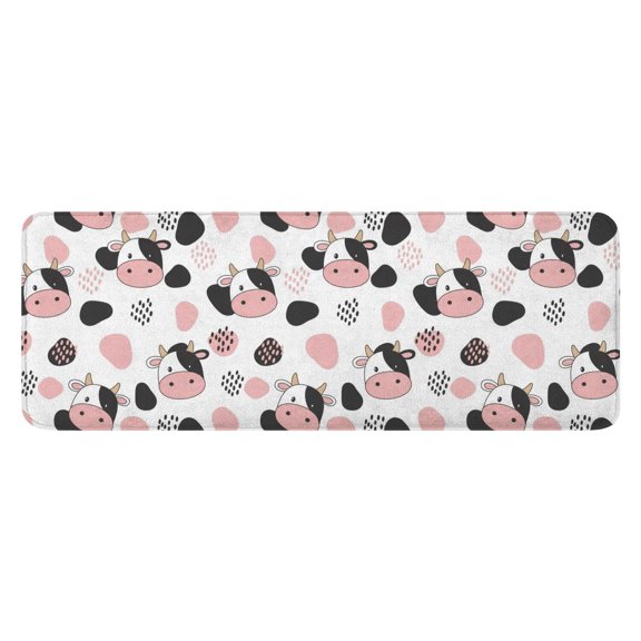White Cow Black Spot Geometric Pattern Kitchen Rug Mat,Kitchen Runner Rugs Non Skid Washable,Decorative Kitchen Floor Mats for Kitchen,Sink,Laundry,17"x47.2"