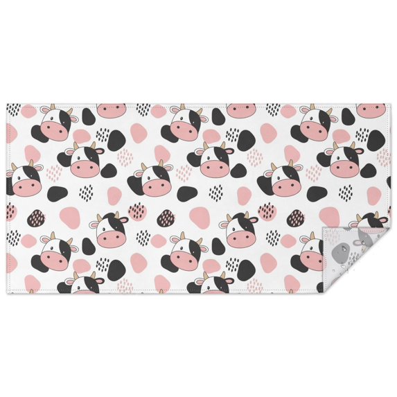 White Cow Black Spot Geometric Pattern Rectangle Tablecloth 60"x120",Waterproof Polyester Rectangle Table Cloth, Wipeable Spillproof Polyester Tablecloth for Dining, Camping, Indoor and Outdoor