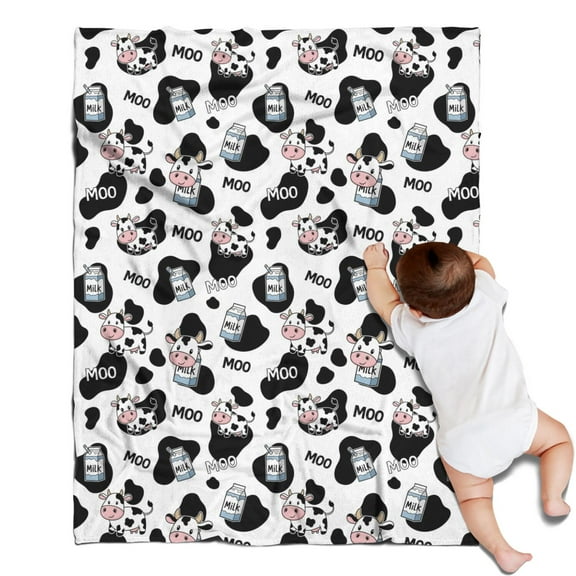 White Cow Black Spot Milk Pattern Blanket,Comfortable Soft Flannel Throw Blanket,All Season,Warm Lightweight Blankets for Sofa Bed Couch Living Room Chair,30"x40"