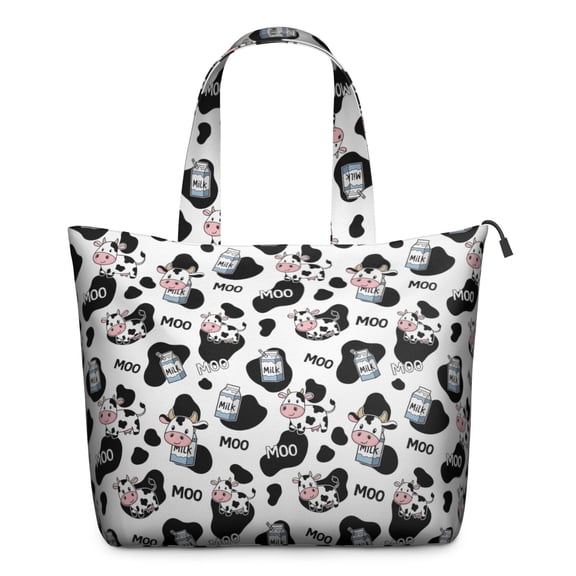 White Cow Black Spot Milk Pattern Travel Tote Bags for Women Carry On,Large Weekender Bags for Women Travel,Multi Functional Duffle Bag for Work,Shopping,Sports
