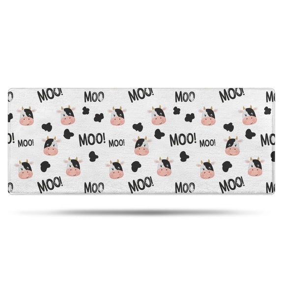 White Cow Black Spot Moo Pattern Bathroom Rugs Mat,Non Slip Microfiber Bathroom Rug,Rubber Backing,Soft Bathroom Mats for Bathroom Floor,Tub and Shower,60x24in(150x60cm)