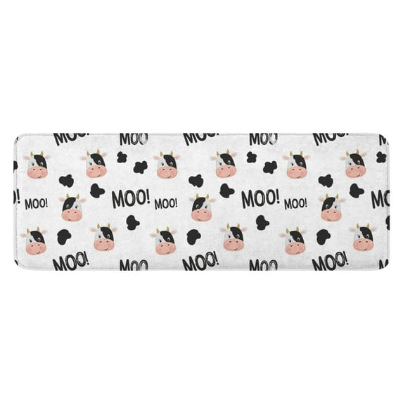 White Cow Black Spot Moo Pattern Kitchen Rug Mat,Kitchen Runner Rugs Non Skid Washable,Decorative Kitchen Floor Mats for Kitchen,Sink,Laundry,17"x47.2"