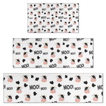 White Cow Black Spot Moo Pattern Kitchen Rugs Sets Of 3,Kitchen Runner Rugs Non Skid Washable,Decorative Kitchen Floor Mats for Kitchen,Sink,Laundry,17"x30"  17"x47"   17"x59"