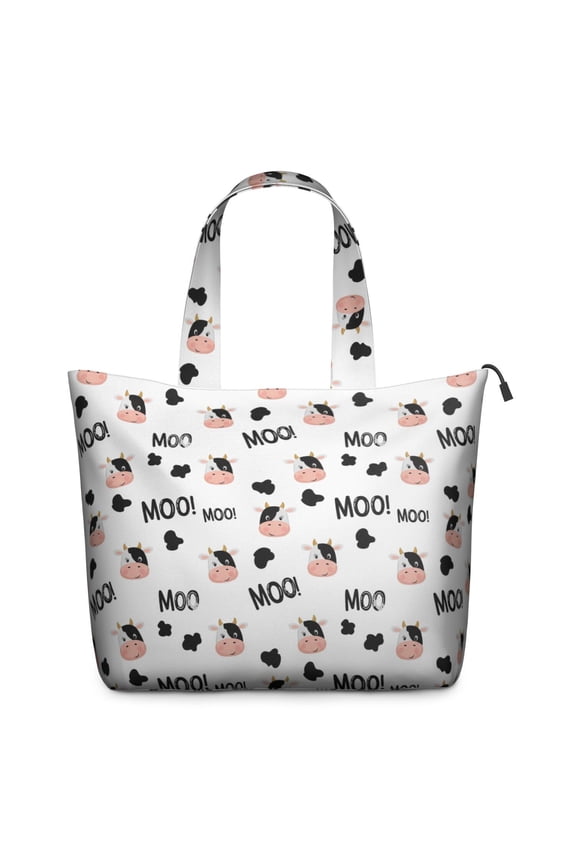 White Cow Black Spot Moo Pattern Travel Tote Bags for Women Carry On,Large Weekender Bags for Women Travel,Multi Functional Duffle Bag for Work,Shopping,Sports
