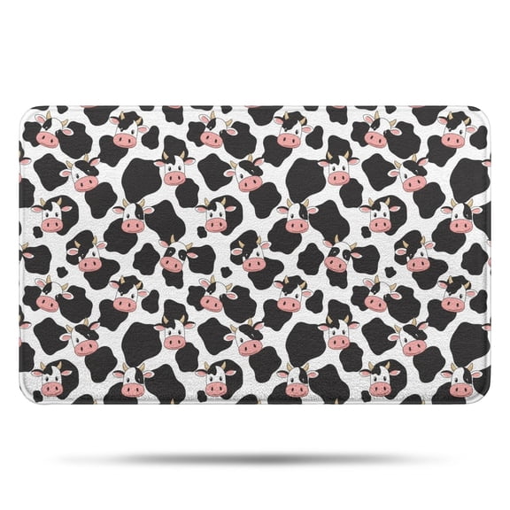 White Cow Black Spot Pattern Bathroom Rugs Mat,Non Slip Microfiber Bathroom Rug,Rubber Backing,Soft Bathroom Mats for Bathroom Floor,Tub and Shower,17x27in(43x68cm)