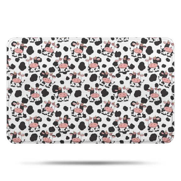 White Cow Black Spot Pattern Bathroom Rugs Mat,Non Slip Microfiber Bathroom Rug,Rubber Backing,Soft Bathroom Mats for Bathroom Floor,Tub and Shower,17x27in(43x68cm)