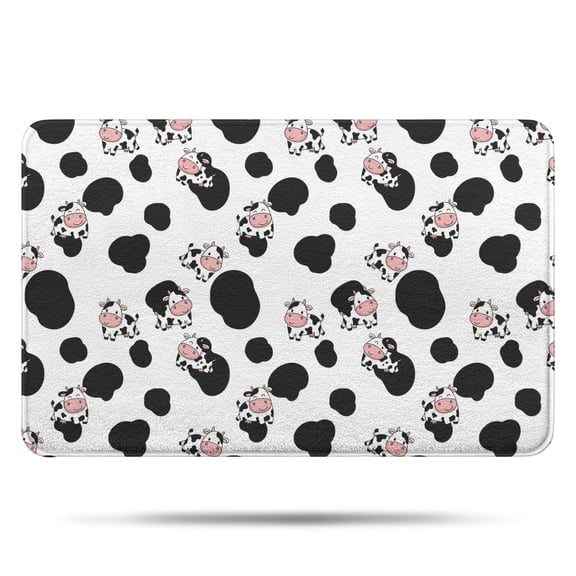 White Cow Black Spot Pattern Bathroom Rugs Mat,Non Slip Microfiber Bathroom Rug,Rubber Backing,Soft Bathroom Mats for Bathroom Floor,Tub and Shower,17x27in(43x68cm)