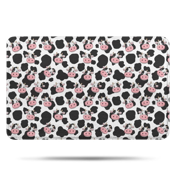 White Cow Black Spot Pattern Bathroom Rugs Mat,Non Slip Microfiber Bathroom Rug,Rubber Backing,Soft Bathroom Mats for Bathroom Floor,Tub and Shower,17x27in(43x68cm)