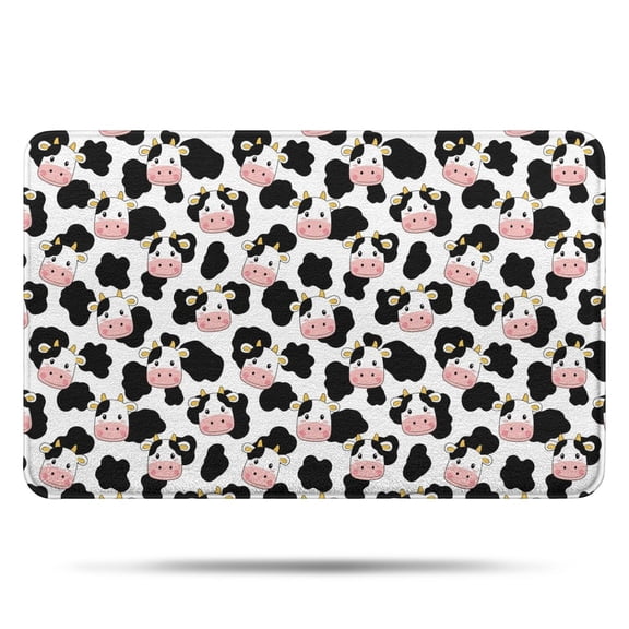 White Cow Black Spot Pattern Bathroom Rugs Mat,Non Slip Microfiber Bathroom Rug,Rubber Backing,Soft Bathroom Mats for Bathroom Floor,Tub and Shower,17x27in(43x68cm)