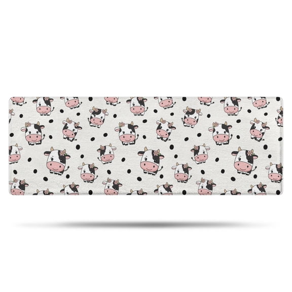 White Cow Black Spot Pattern Bathroom Rugs Mat,Non Slip Microfiber Bathroom Rug,Rubber Backing,Soft Bathroom Mats for Bathroom Floor,Tub and Shower,47x17in(120x43cm)