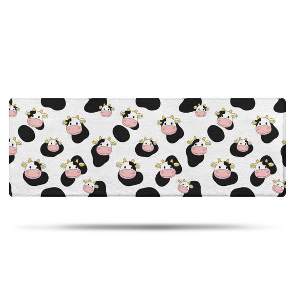 White Cow Black Spot Pattern Bathroom Rugs Mat,Non Slip Microfiber Bathroom Rug,Rubber Backing,Soft Bathroom Mats for Bathroom Floor,Tub and Shower,47x17in(120x43cm)