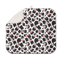 White Cow Black Spot Pattern Dish Drying Mat for Kitchen 1 Pack, Ultra Absorbent Microfiber Dishes Drainer Mats,16"x18"