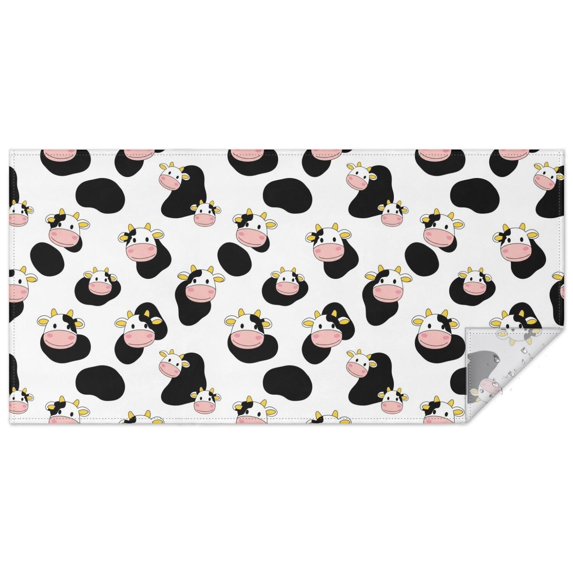 White Cow Black Spot Pattern Rectangle Tablecloth 60"x120",Waterproof Polyester Rectangle Table Cloth, Wipeable Spillproof Polyester Tablecloth for Dining, Camping, Indoor and Outdoor