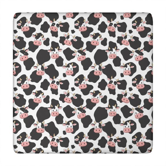 White Cow Black Spot Pattern Square Fitted Tablecloth with Elastic Edge,Square Table Cover,Washable Elastic Table Cover for Home Kitchen Party Decor 34"x34"