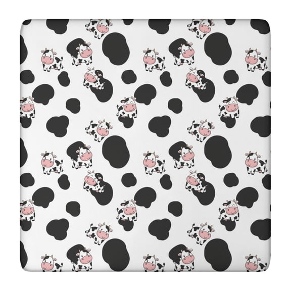 White Cow Black Spot Pattern Square Fitted Tablecloth with Elastic Edge,Square Table Cover,Washable Elastic Table Cover for Home Kitchen Party Decor 36"x36"