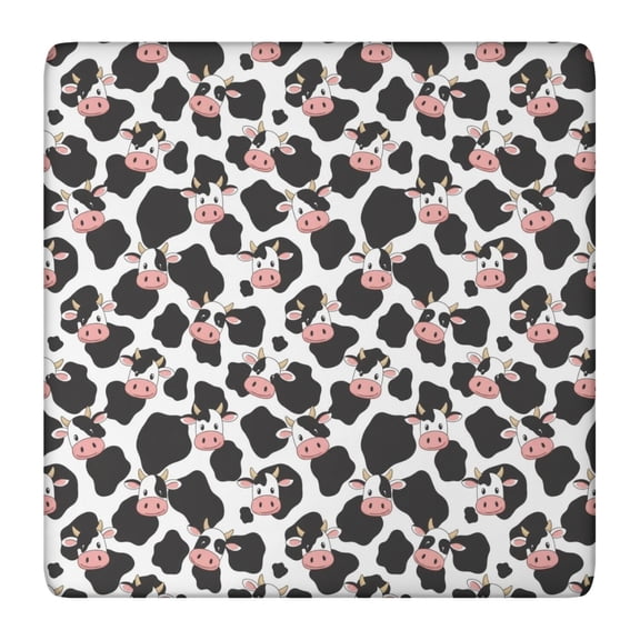 White Cow Black Spot Pattern Square Fitted Tablecloth with Elastic Edge,Square Table Cover,Washable Elastic Table Cover for Home Kitchen Party Decor 36"x36"