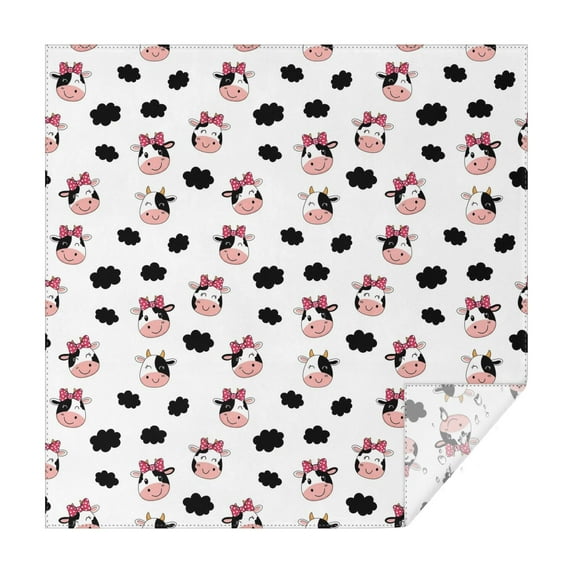 White Cow Bow Cloud Pattern Square Tablecloth,Waterproof Square Table Cover,Wipeable Spillproof Washable Table Cover for Home Kitchen Party Decor 42"X42"(107x107cm)
