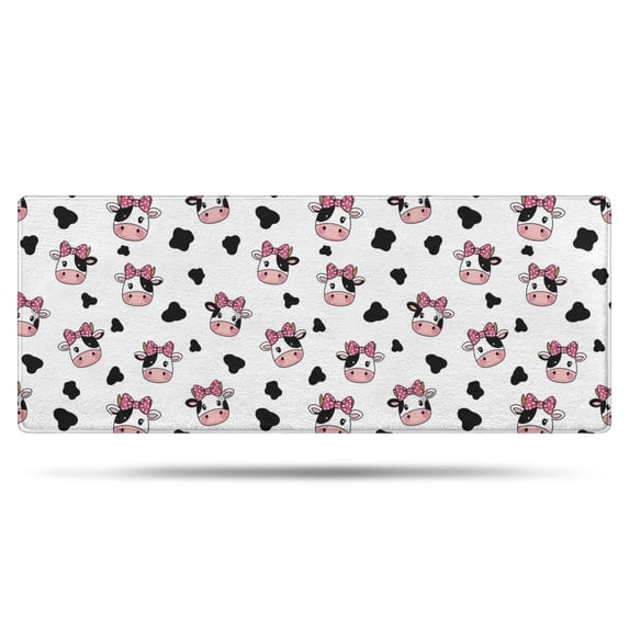 White Cow Bow Pattern Bathroom Rugs Mat,Non Slip Microfiber Bathroom Rug,Rubber Backing,Soft Bathroom Mats for Bathroom Floor,Tub and Shower,60x24in(150x60cm)