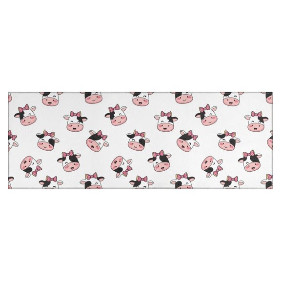 White Cow Bow Pattern Kitchen Rug Mat,Kitchen Runner Rugs Non Skid Washable,Decorative Kitchen Floor Mats for Kitchen,Sink,Laundry,17"X47"