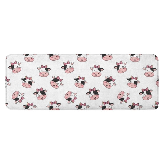 White Cow Bow Pattern Kitchen Rug Mat,Kitchen Runner Rugs Non Skid Washable,Decorative Kitchen Floor Mats for Kitchen,Sink,Laundry,17"x47.2"