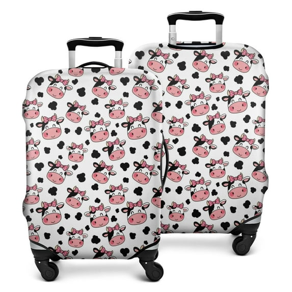 White Cow Bow Pattern Luggage Cover Fashion Suitcase Cover Baggage Covers Fit 25-28 Inch Luggage (Go Travel)