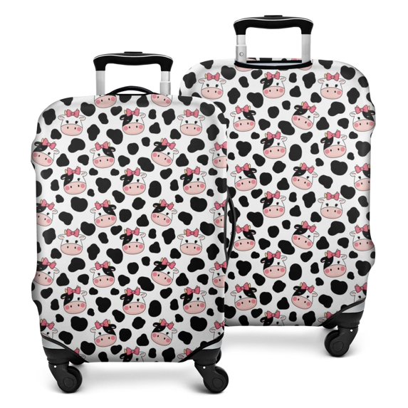 White Cow Bow Pattern Luggage Cover Fashion Suitcase Cover Baggage Covers Fit 25-28 Inch Luggage (Go Travel)