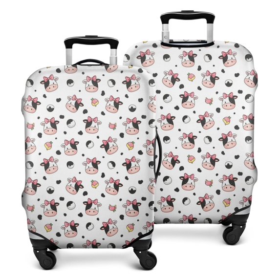 White Cow Bow Pattern Luggage Cover Fashion Suitcase Cover Baggage Covers Fit 25-28 Inch Luggage (Go Travel)