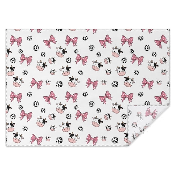 White Cow Bow Pattern Rectangle Tablecloth 60"x84",Waterproof Polyester Rectangle Table Cloth, Wipeable Spillproof Polyester Tablecloth for Dining, Camping, Indoor and Outdoor