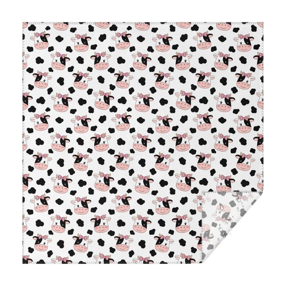 White Cow Bow Pattern Square Tablecloth,Waterproof Square Table Cover,Wipeable Spillproof Washable Table Cover for Home Kitchen Party Decor 42"X42"(107x107cm)