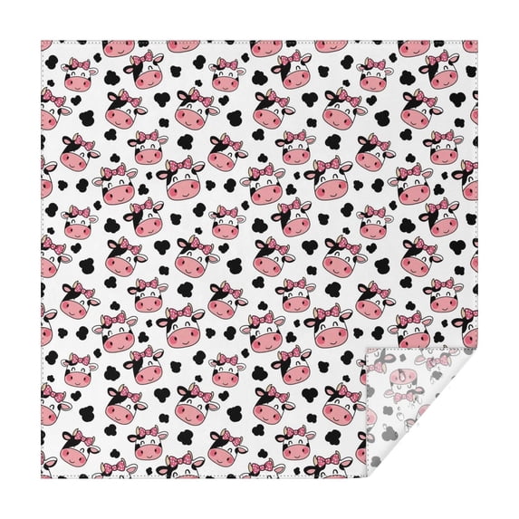 White Cow Bow Pattern Square Tablecloth,Waterproof Square Table Cover,Wipeable Spillproof Washable Table Cover for Home Kitchen Party Decor 52"x52"(132x132cm)