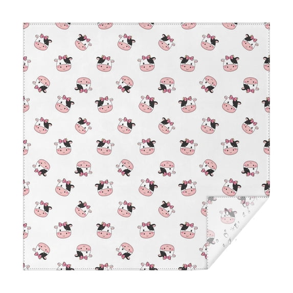 White Cow Bow Pattern Square Tablecloth,Waterproof Square Table Cover,Wipeable Spillproof Washable Table Cover for Home Kitchen Party Decor 60"x60"(152x152cm)