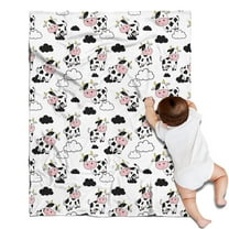 White Cow Cloud Pattern Blanket,Comfortable Soft Flannel Throw Blanket,All Season,Warm Lightweight Blankets for Sofa Bed Couch Living Room Chair,30"x40"