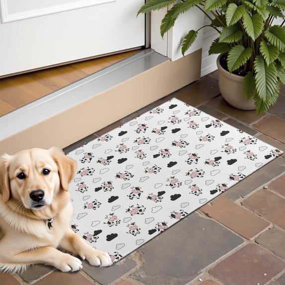 White Cow Cloud Pattern Door Rugs,Washable Non Slip Door Mats Indoor,Decorative Door Mats,Entry Mat Indoor for Entrance,Bedroom,Kitchen,Bathroom,16"x24"