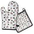 thumbnail image 1 of White Cow Cloud Pattern Kitchen Oven Mitt and Pot Holder Sets 2 Pcs for Baking, Cooking and Grilling, Heat Resistant Up To 392 °F, 1 of 7