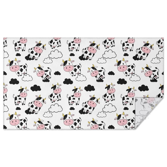 White Cow Cloud Pattern Rectangle Tablecloth 60"x102",Waterproof Polyester Rectangle Table Cloth, Wipeable Spillproof Polyester Tablecloth for Dining, Camping, Indoor and Outdoor