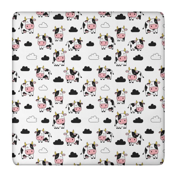 White Cow Cloud Pattern Square Fitted Tablecloth with Elastic Edge,Square Table Cover,Washable Elastic Table Cover for Home Kitchen Party Decor 36"x36"