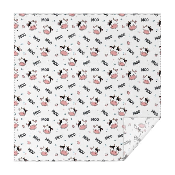 White Cow Colorful Moo Pattern Square Tablecloth,Waterproof Square Table Cover,Wipeable Spillproof Washable Table Cover for Home Kitchen Party Decor 52"x52"(132x132cm)