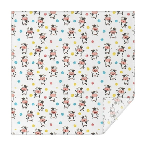White Cow Colorful Pattern Square Tablecloth,Waterproof Square Table Cover,Wipeable Spillproof Washable Table Cover for Home Kitchen Party Decor 42"X42"(107x107cm)