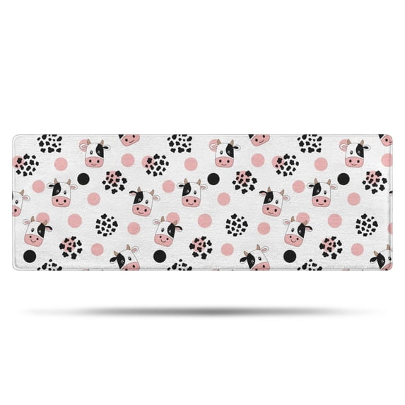 White Cow Dot Pattern Bathroom Rugs Mat,Non Slip Microfiber Bathroom Rug,Rubber Backing,Soft Bathroom Mats for Bathroom Floor,Tub and Shower,47x17in(120x43cm)