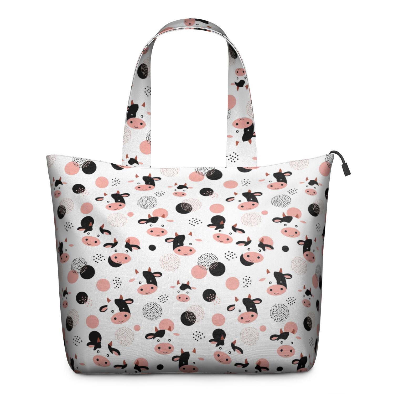 White Cow Dot Pattern Travel Tote Bags for Women Carry On,Large Weekender Bags for Women Travel,Multi Functional Duffle Bag for Work,Shopping,Sports